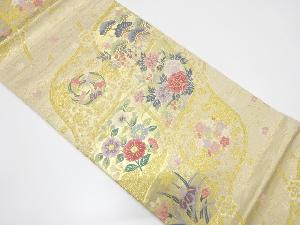 立枠流水花文織り出し袋帯